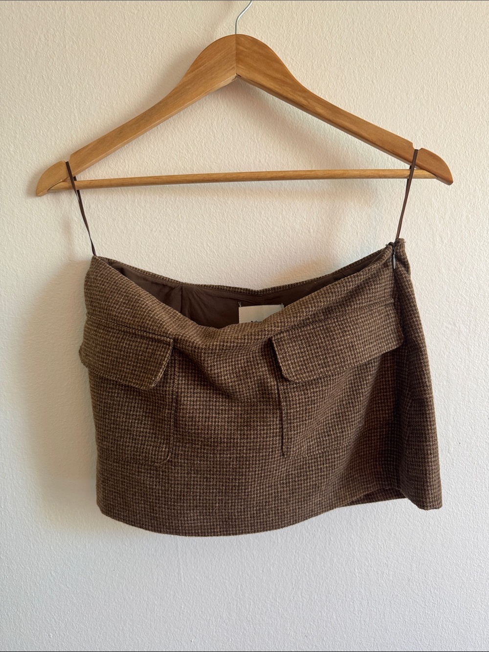 Reformation Brown Mini Skort with Front Flap Pockets